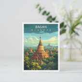 Prachtige plek Bagan Myanmar Art Travel Briefkaart (Staand voorkant)