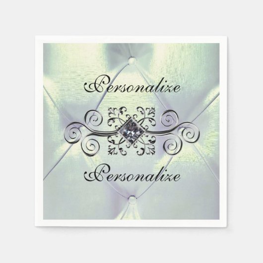 Prachtige plooien satijn en diamanten serviet servet (Voorkant)