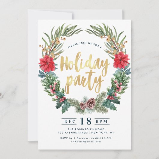 Prachtige poinsettia bloemenvakantie feest kaart (Voorkant)