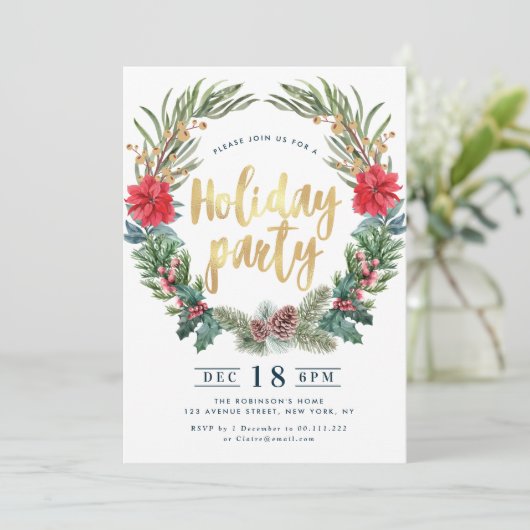 Prachtige poinsettia bloemenvakantie feest kaart (Staand voorkant)