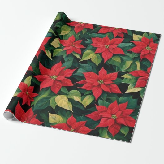 Prachtige Poinsettia Cadeaupapier (Uitgerold)