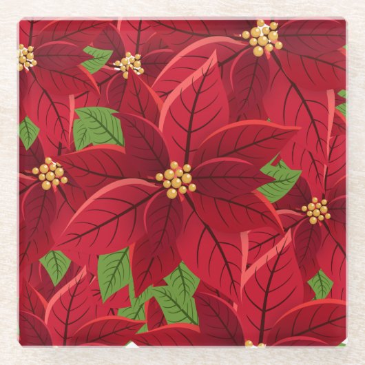 Prachtige Poinsettia Glass Onderzetter Glazen Onderzetter (Voorkant)