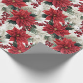 Prachtige Poinsettia Kerst Cadeaupapier (Hoek)