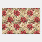 Prachtige Poinsettia Kerstmis Coördineren Inpakpapier Vel (Voorkant 3)