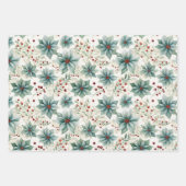 Prachtige Poinsettia Kerstmis Coördineren Inpakpapier Vel (Voorkant 2)