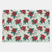 Prachtige Poinsettia Kerstmis Coördineren Inpakpapier Vel (Voorkant)
