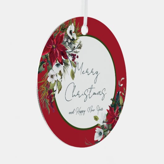 Prachtige poinsettia lijst met kerstfeestdag metalen ornament (Voorkant Rechts)