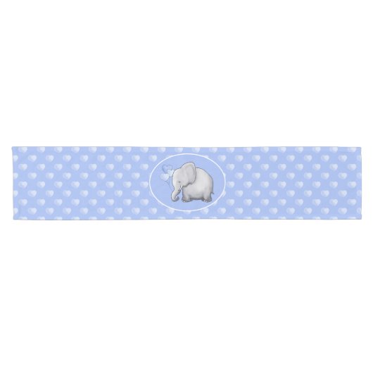 Prachtige Polka Dots Baby Elephants Nursery Korte Tafelloper (Horizontaal)