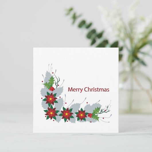 Prachtige Ponsettia Bloemen Uniek ontwerp Feestdagenkaart (Staand voorkant)