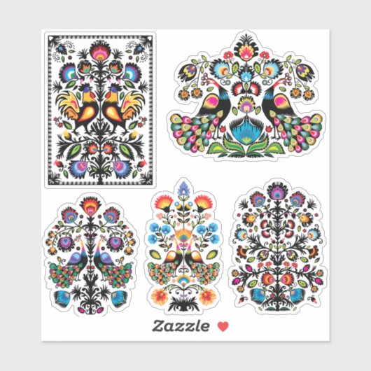 Prachtige pools folklore Wycinanki set-up 5 Sticker (Vel)