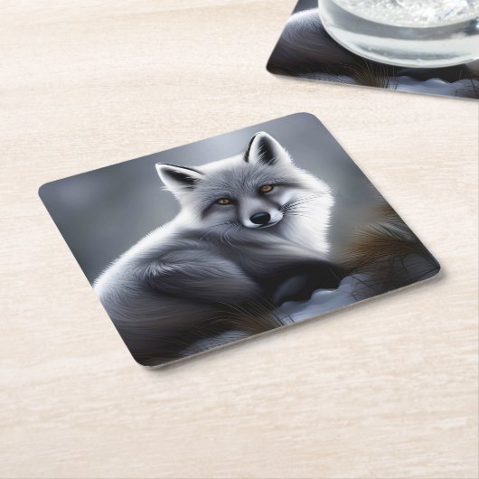 Prachtige poolvos kartonnen onderzetters (Schuin)