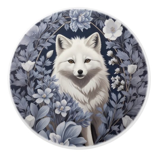 Prachtige Poolvos William Morris Geïnspireerd Keramische Knop (Voorkant)