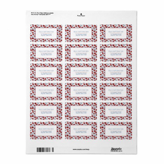 Prachtige Poppy Bouquet Pattern Etiket (Full Sheet)