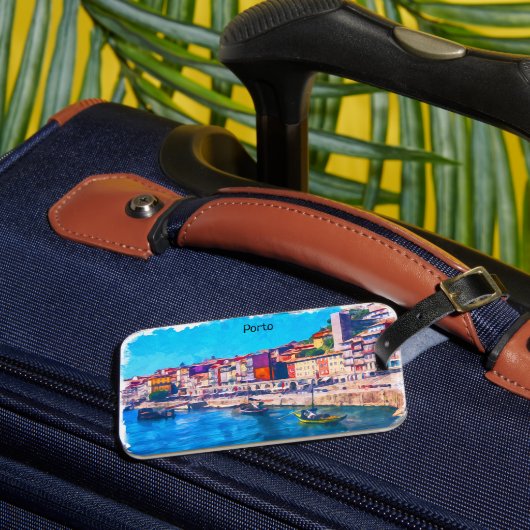 Prachtige Porto Portugal Panorama Uitzicht Waterve Bagagelabel (Voorkant Insitu 3)