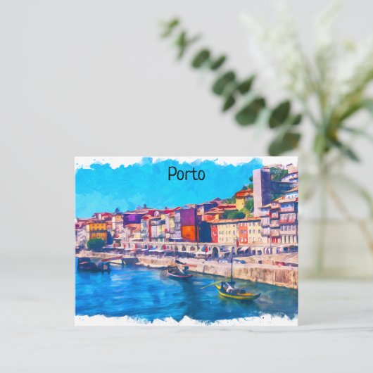 Prachtige Porto Portugal Panorama Uitzicht Waterve Briefkaart (Staand voorkant)