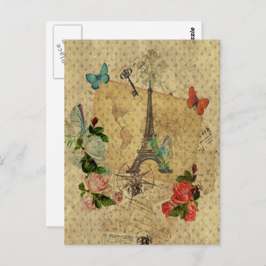 Prachtige postkaarten collage Eiffeltoren (Voorkant / Achterkant)