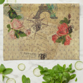 Prachtige  postkaarten collage Eiffeltoren Theedoek (Gevouwen)