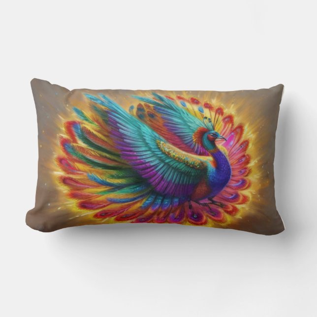 Prachtige pracht pauw kussen (Voorkant)