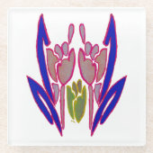 Prachtige prachtige mooie blauw & Paarse rode roos Glazen Onderzetter (Voorkant)