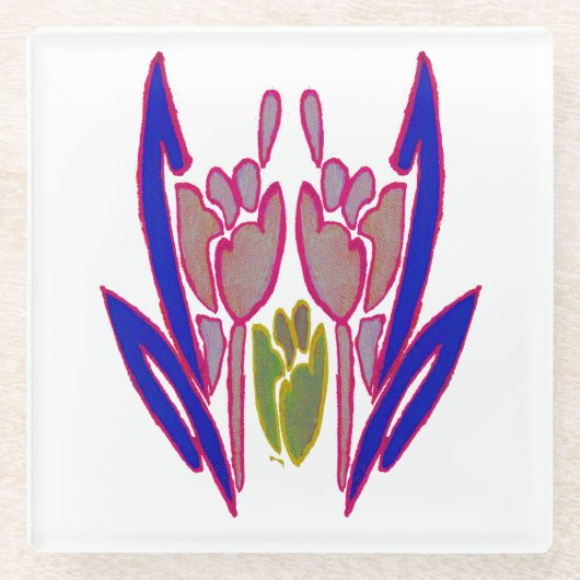 Prachtige prachtige mooie blauw & Paarse rode roos Glazen Onderzetter (Voorkant)