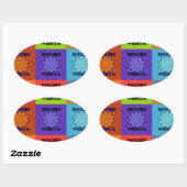Prachtige prachtige mooie Pop Art Print: Verrijkt Ovale Sticker (Vel)