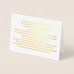 Prachtige psalm 23 - Verse Gold Foil-kaart Folie Kaarten