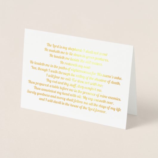 Prachtige psalm 23 - Verse Gold Foil-kaart Folie Kaarten (Voorkant)