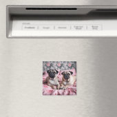 Prachtige Pug Honden op Roze Deken Magneet (Insitu (Vaatwasser))