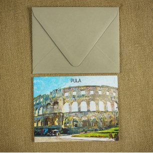 Prachtige Pula Kroatië City olieverfschilderij Briefkaart