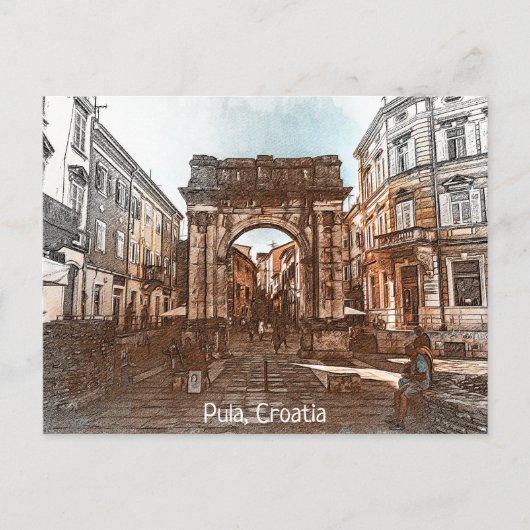 Prachtige Pula Kroatië City Painting Briefkaart (Voorkant)