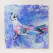 Prachtige puzzel met Happy Seal Swimming (Horizontaal)
