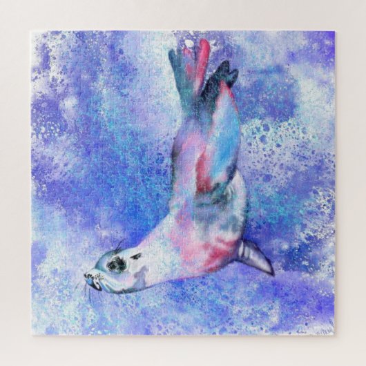 Prachtige puzzel met Happy Seal Swimming (Verticaal)