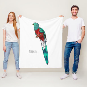 Prachtige quetzalvogel cartoonillustratie fleece deken