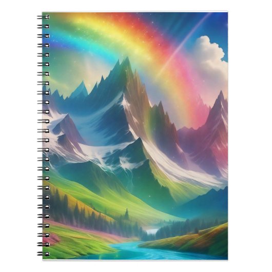 Prachtige Rainbow Fantasy Realm Notitieboek (Voorkant)