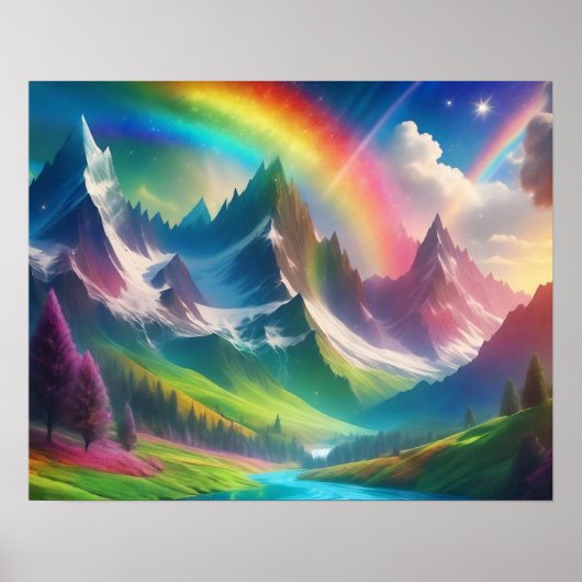 Prachtige Rainbow Fantasy Realm Poster (Voorkant)