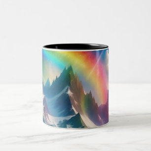 Prachtige Rainbow Fantasy Realm Tweekleurige Koffiemok
