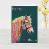 Prachtige Rainbow Pony Verjaardag Kaart (Gele Bloem)