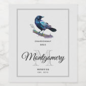Prachtige Raven op een boomtak wijn maken Etiket (Enkel label)