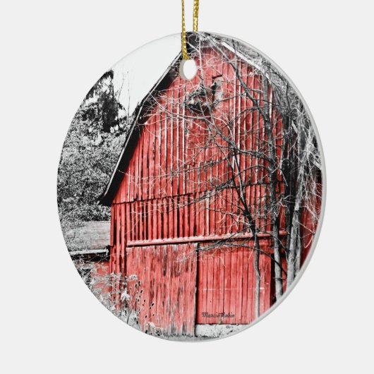 Prachtige Red Barn Keramisch Ornament (Links)