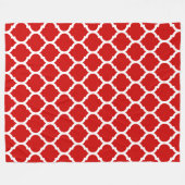 Prachtige Red- en White Moroccan Quatrefoil Patter Fleece Deken (Voorkant (Horizontaal))