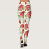 Prachtige Red Floral Rozen Patroon Leggings (Achterkant)