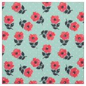 Prachtige Red Flowers Polka Dots Pattern Stof (Swatch)