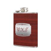 Prachtige Red Wood en Silver Monogram Heupfles (Links)