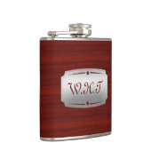 Prachtige Red Wood en Silver Monogram Heupfles (Rechts)
