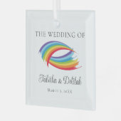 Prachtige regenboog bruiloft gepersonaliseerde ker glas ornament (Voorkant links)