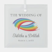 Prachtige regenboog bruiloft gepersonaliseerde ker glas ornament (Voorkant)