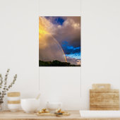 Prachtige regenboog met blauwe lucht en wolken pos poster (Keuken)