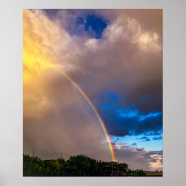Prachtige regenboog met blauwe lucht en wolken pos poster