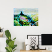 Prachtige regenboogforel in Poster met heldere kle (Thuiskantoor)