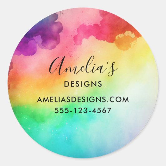 Prachtige regenboogkleuren Abstract design Busines Ronde Sticker (Voorkant)